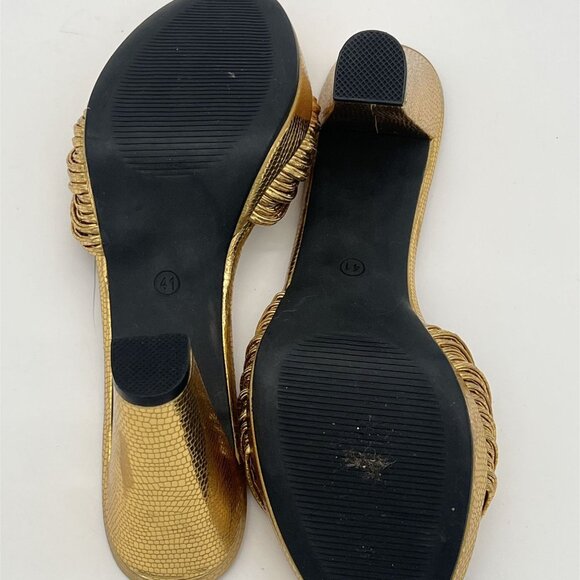 Gold Textured High Heel Slide Sandals Size 10.5 US / 41 EU Womens - Picture 6 of 7
